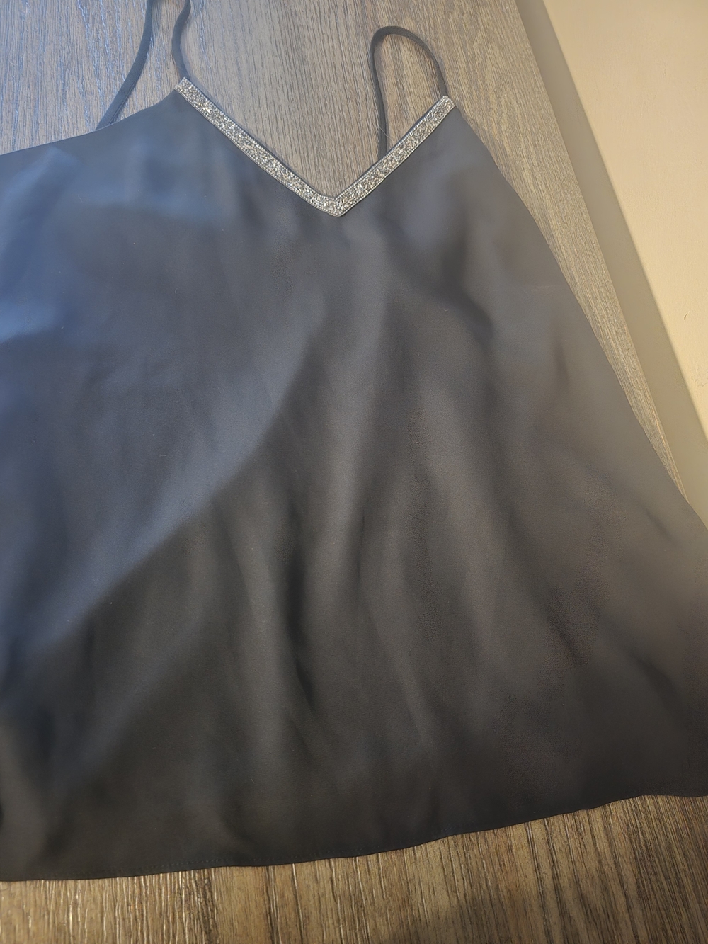Maurices Black Camisole with Silver Trim